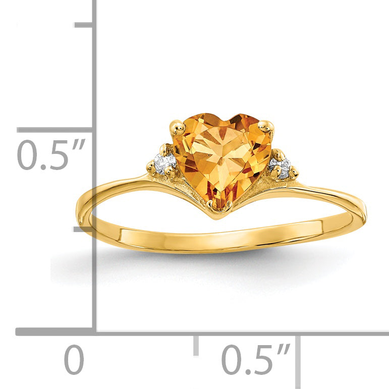 14K Yellow Gold Citrine Diamond Ring