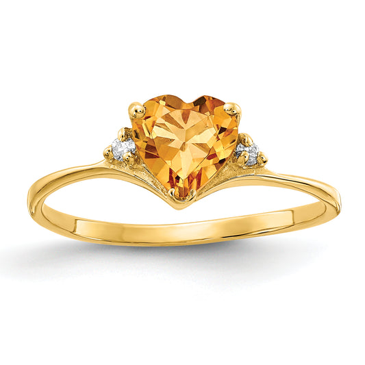 14K Yellow Gold Citrine Diamond Ring