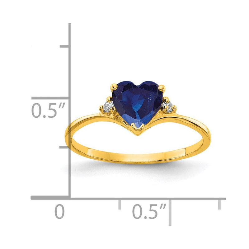 14K Yellow Gold 6mm Heart Sapphire A Real Diamond ring