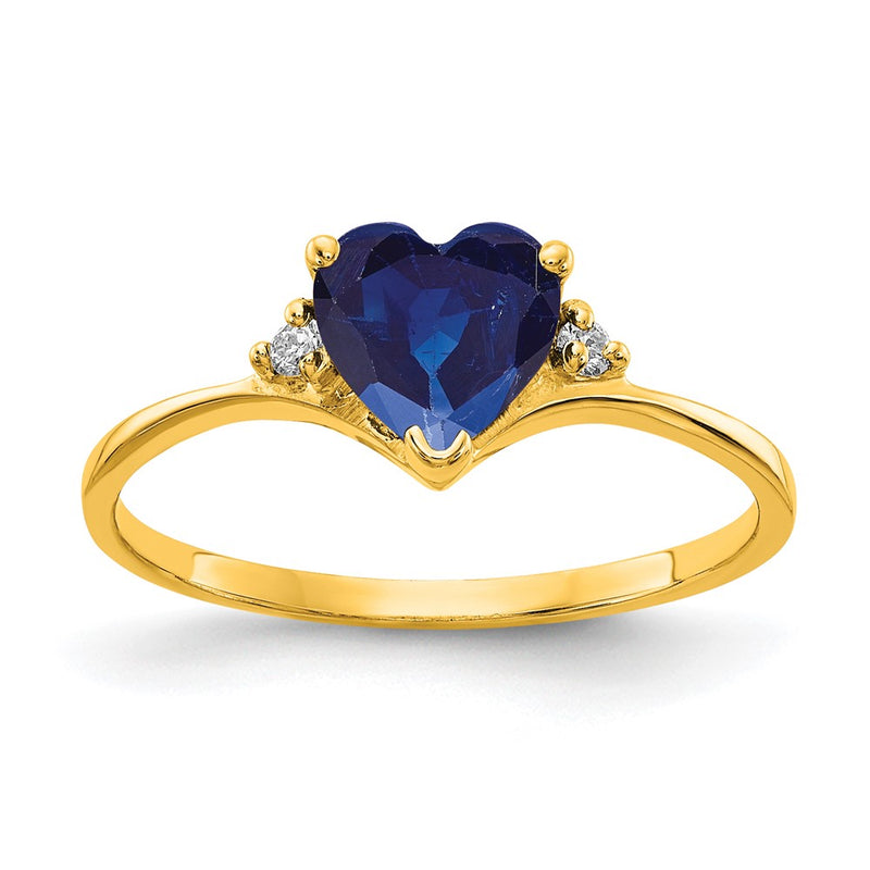 14K Yellow Gold 6mm Heart Sapphire A Real Diamond ring