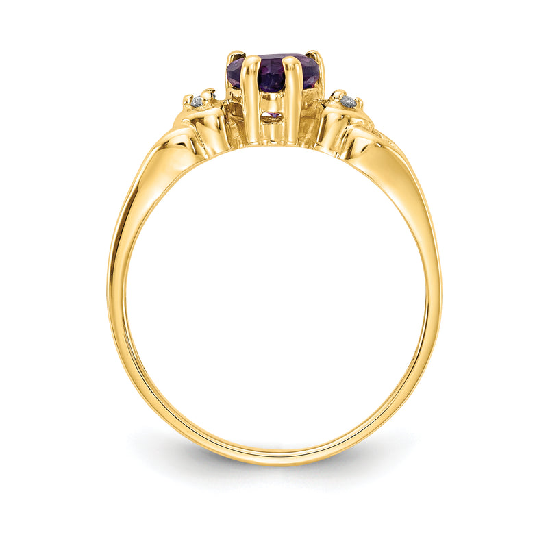 14K Yellow Gold 5mm Heart Amethyst A Real Diamond ring