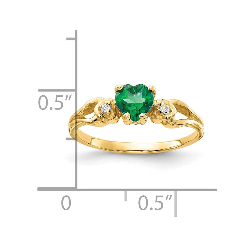 14K Yellow Gold 5mm Heart Emerald A Real Diamond ring