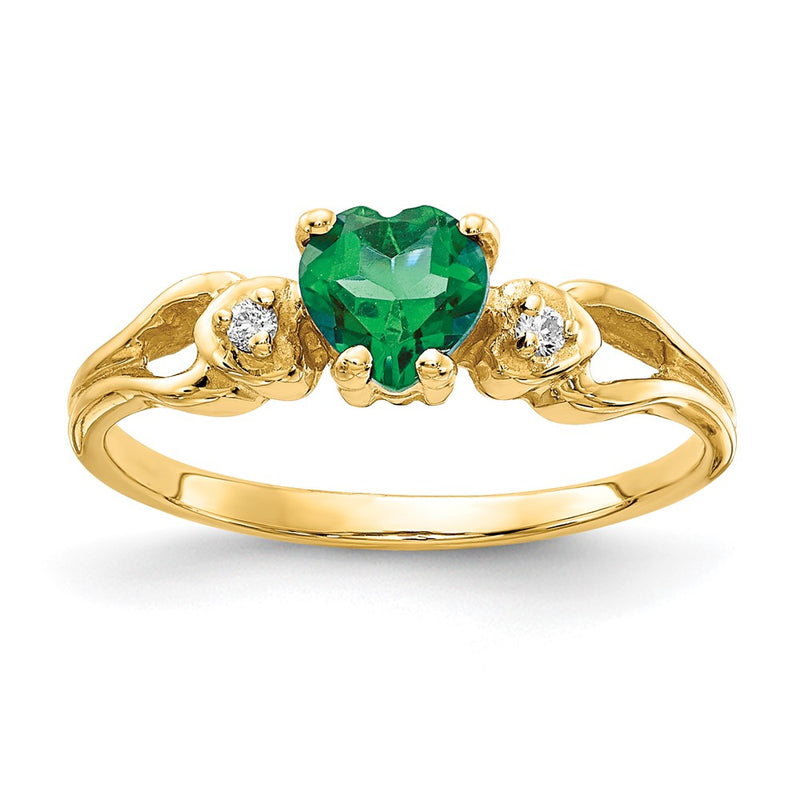 14K Yellow Gold 5mm Heart Emerald A Real Diamond ring