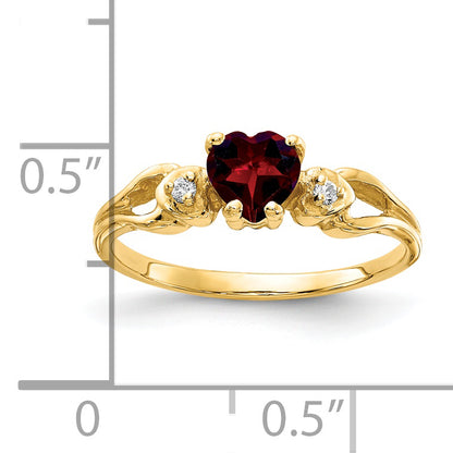 14K Yellow Gold 5mm Heart Garnet A Real Diamond ring