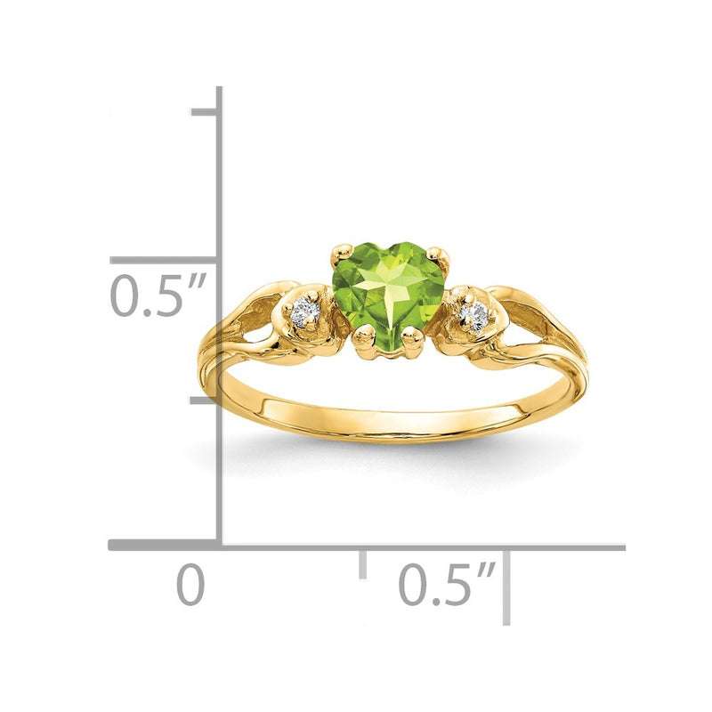 14K Yellow Gold 5mm Heart Peridot A Real Diamond ring