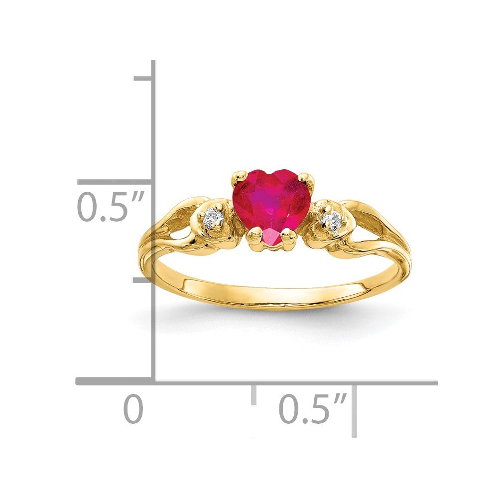 14K Yellow Gold 5mm Heart Ruby A Real Diamond ring