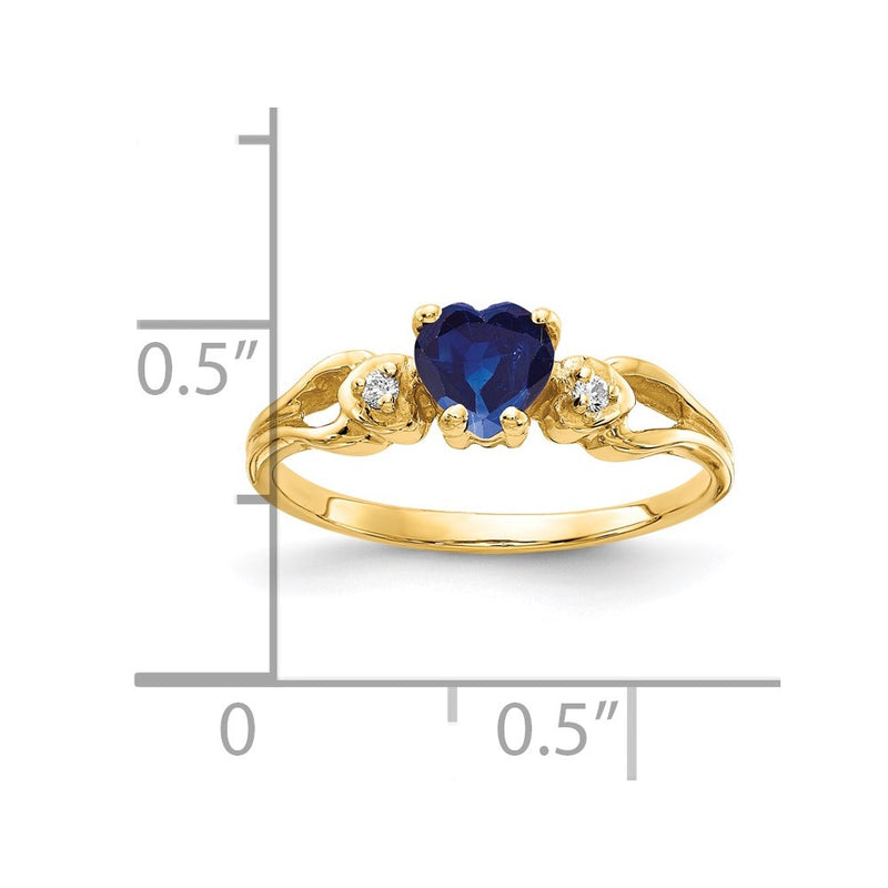 14K Yellow Gold 5mm Heart Sapphire A Real Diamond ring