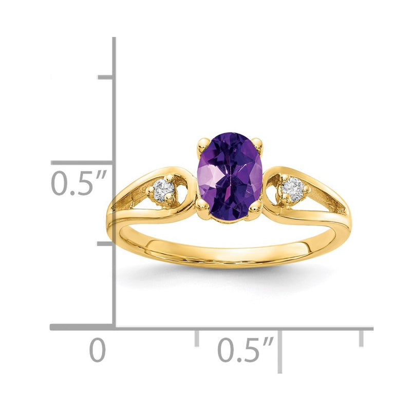 14K Yellow Gold 7x5mm Oval Amethyst Checker A Real Diamond ring
