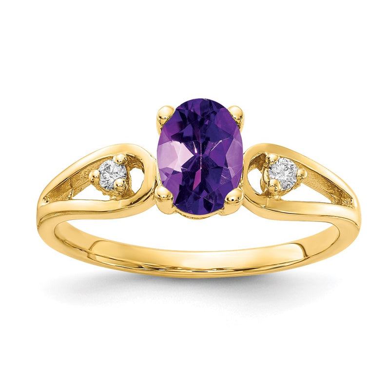 14K Yellow Gold 7x5mm Oval Amethyst A Real Diamond ring