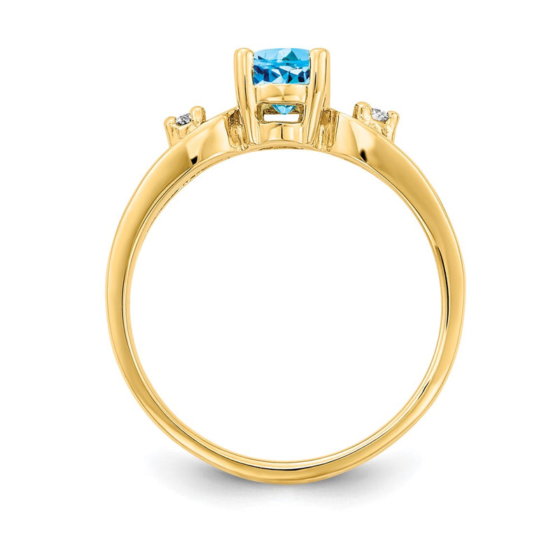 14K Yellow Gold Blue Topaz Real Diamond ring