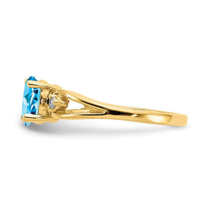 14K Yellow Gold Blue Topaz Real Diamond ring