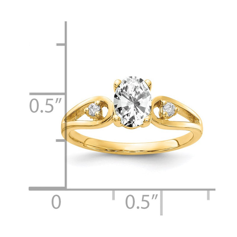 Solid 14k Yellow Gold 7x5mm Oval Cubic Zirconia VS Simulated CZ Ring