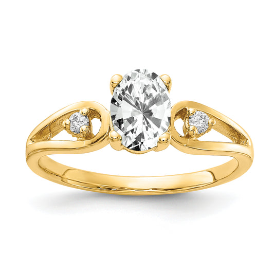 14K Yellow Gold 7x5mm Oval Cubic Zirconia A Real Diamond ring