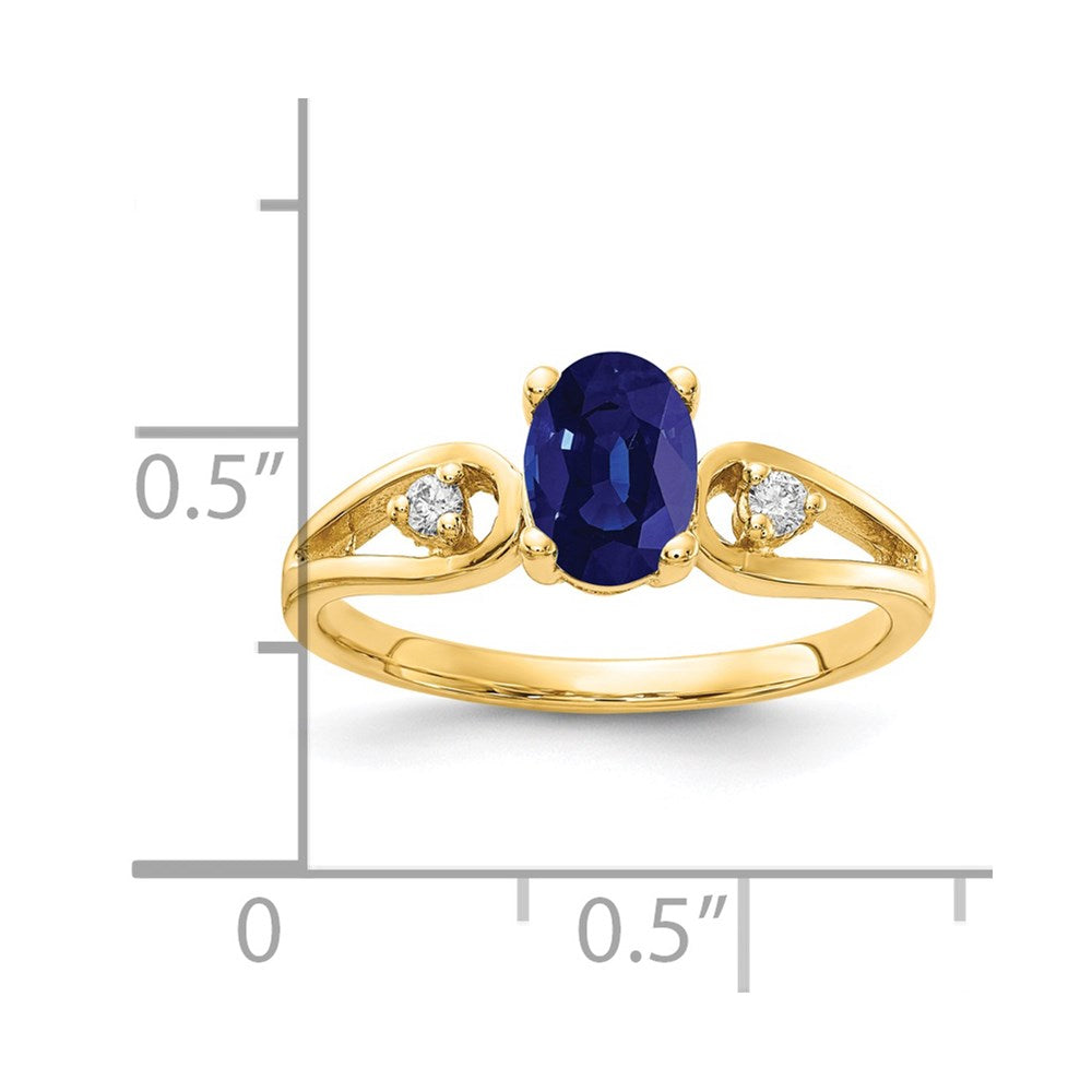 14K Yellow Gold 7x5mm Oval Sapphire A Real Diamond ring