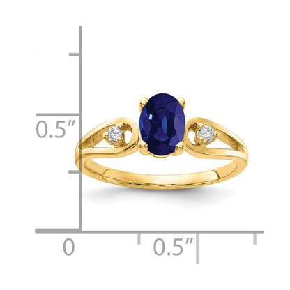 14K Yellow Gold 7x5mm Oval Sapphire A Real Diamond ring