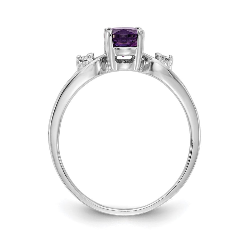 14k White Gold 7x5mm Oval Amethyst Checker A Real Diamond ring