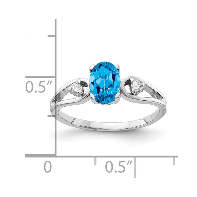 14k White Gold 7x5mm Oval Blue Topaz Checker A Real Diamond ring
