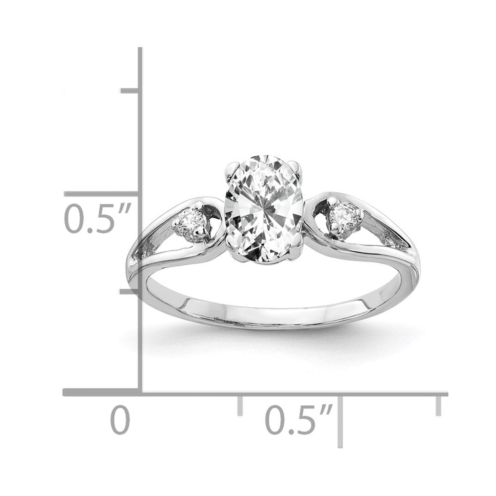 Solid 14k White Gold 7x5mm Oval Cubic Zirconia VS Simulated CZ Ring