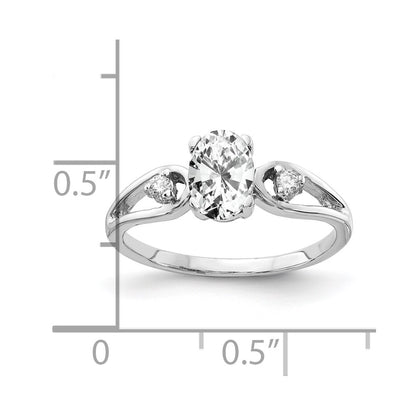 Solid 14k White Gold 7x5mm Oval Cubic Zirconia VS Simulated CZ Ring