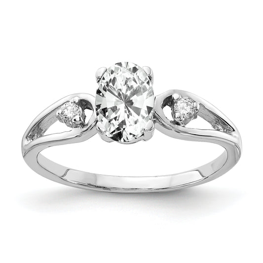 14k White Gold 7x5mm Oval Cubic Zirconia A Real Diamond ring