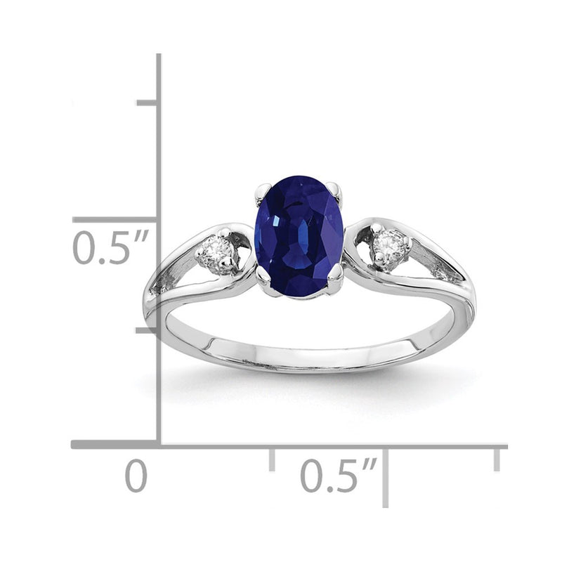 14k White Gold 7x5mm Oval Sapphire A Real Diamond ring
