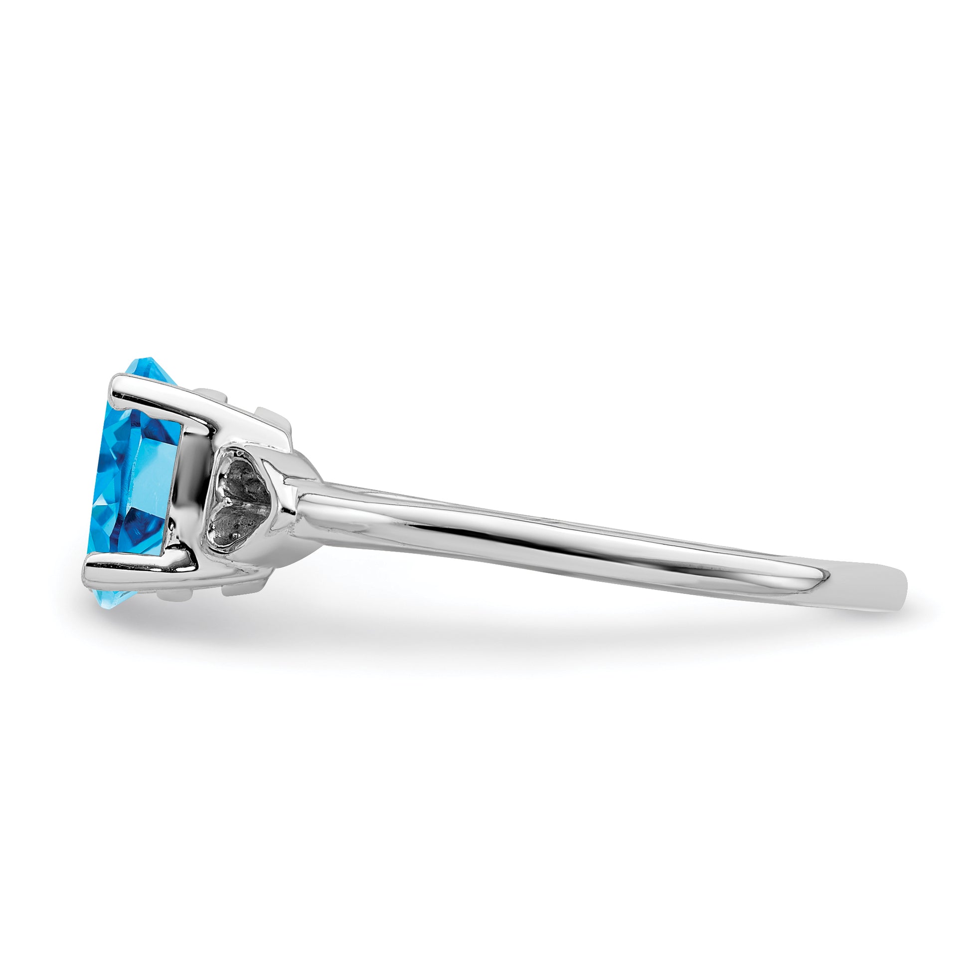 Solid 14k White Gold 7x5mm Oval Simulated Blue Topaz Ring
