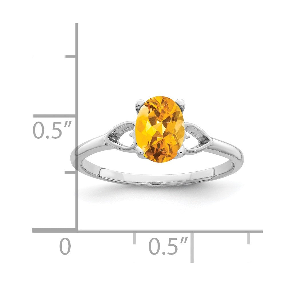 Solid 14k White Gold 7x5mm Oval Simulated Citrine Ring