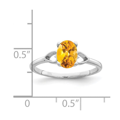 Solid 14k White Gold 7x5mm Oval Simulated Citrine Ring