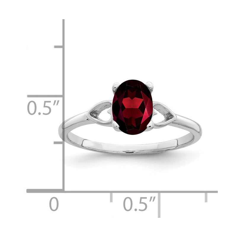 Solid 14k White Gold 7x5mm Oval Simulated Garnet Ring