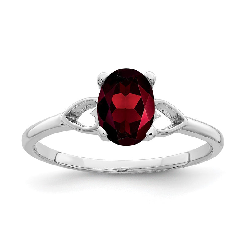 Solid 14k White Gold 7x5mm Oval Simulated Garnet Ring