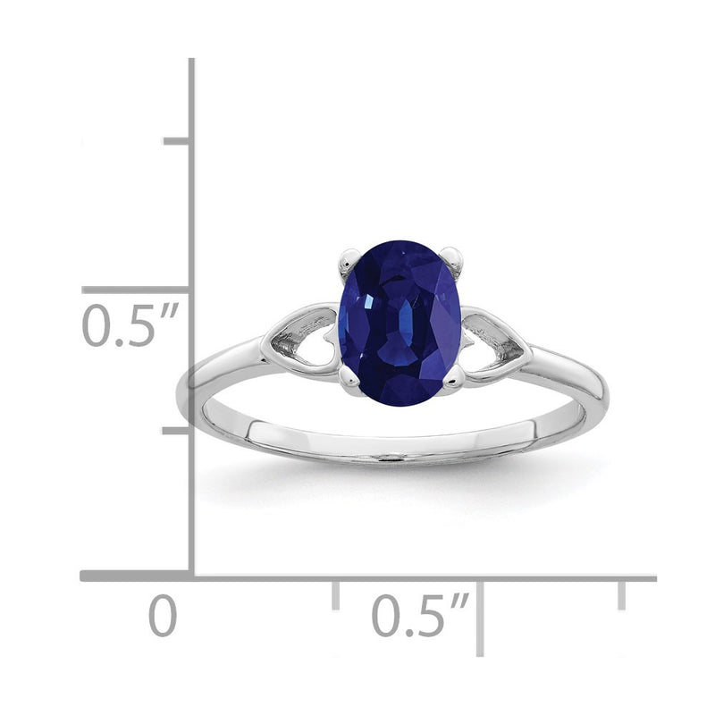 Solid 14k White Gold 7x5mm Oval Simulated Sapphire Ring