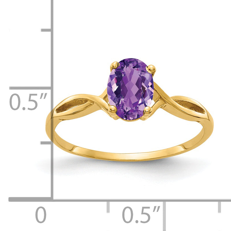 14K Yellow Gold 7x5mm Oval Amethyst ring