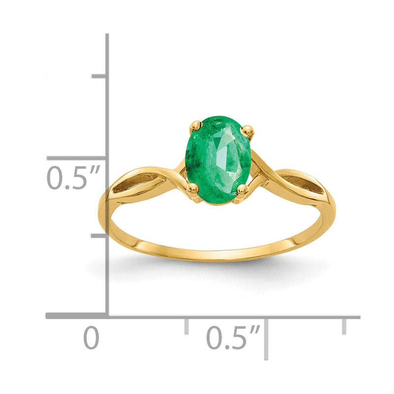 14K Yellow Gold 7x5mm Oval Emerald ring