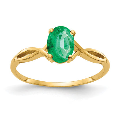 14K Yellow Gold 7x5mm Oval Emerald ring