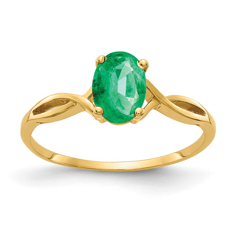 14K Yellow Gold 7x5mm Oval Emerald ring
