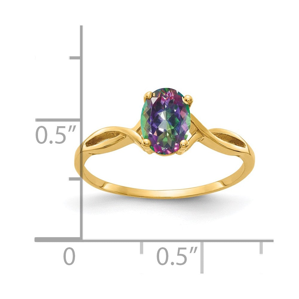 14K Yellow Gold 7X5mm Oval Fire Topaz Ring