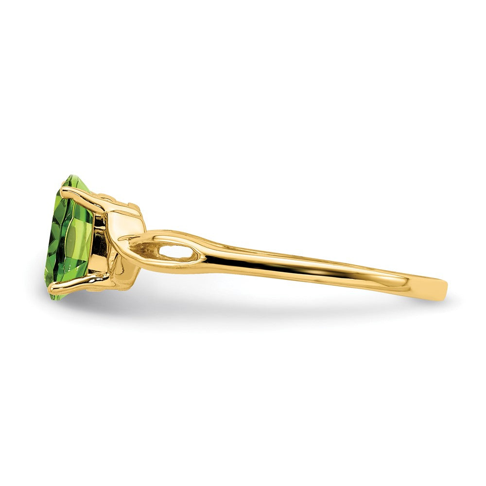 14K Yellow Gold 7x5mm Oval Peridot Checker ring