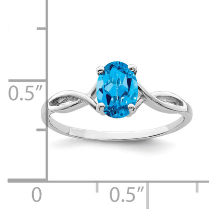 14k White Gold 7x5mm Oval Blue Topaz ring