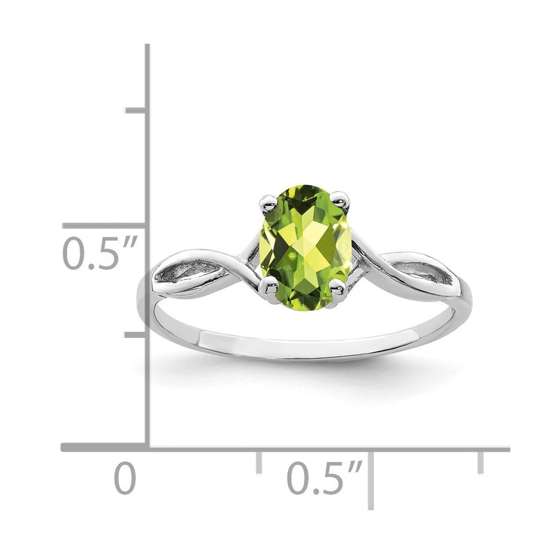 14k White Gold 7x5mm Oval Peridot ring