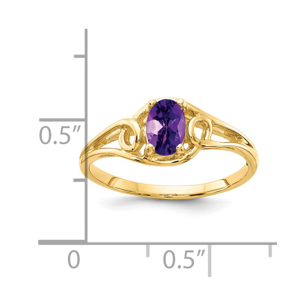 14K Yellow Gold 7x5mm Oval Amethyst Checker ring