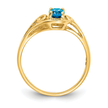 14K Yellow Gold 6x4mm Oval Blue Topaz ring