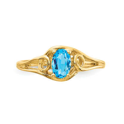 14K Yellow Gold 6x4mm Oval Blue Topaz ring