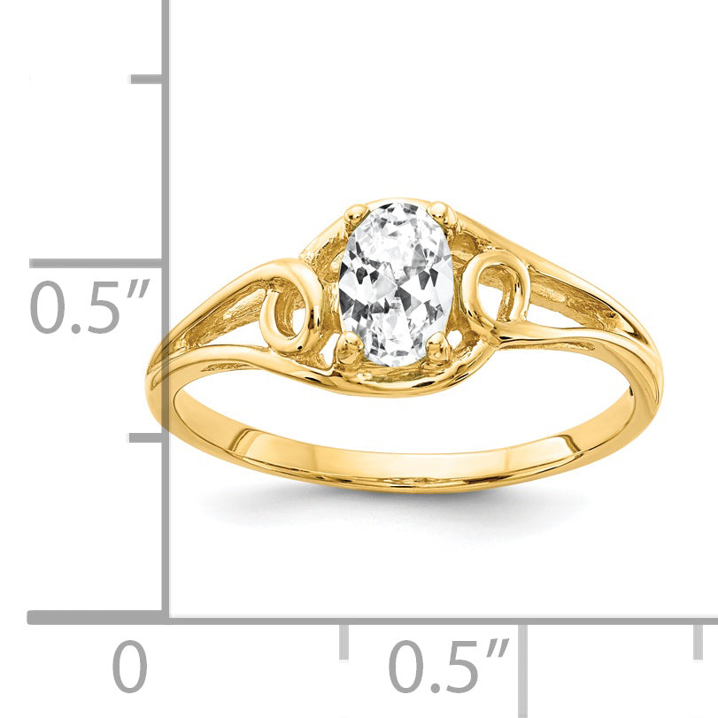 Solid 14k Yellow Gold 7x5mm Oval Cubic Zirconia Ring