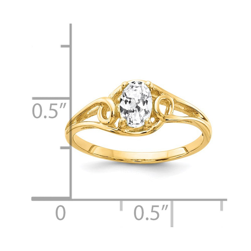Solid 14k Yellow Gold 7x5mm Oval Cubic Zirconia Ring