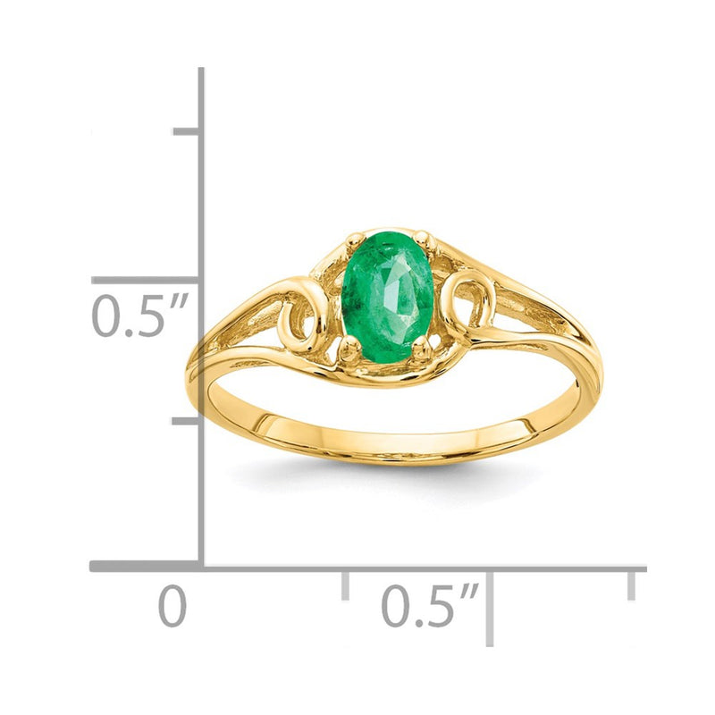 14K Yellow Gold 7x5mm Oval Emerald ring