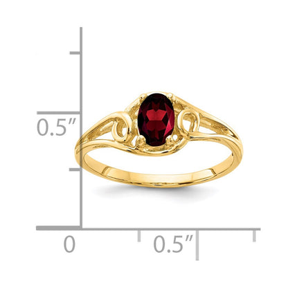 14K Yellow Gold 7x5mm Oval Garnet Checker ring
