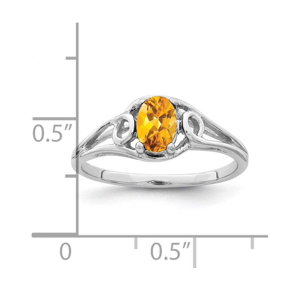 14k White Gold 6x4mm Oval Citrine ring