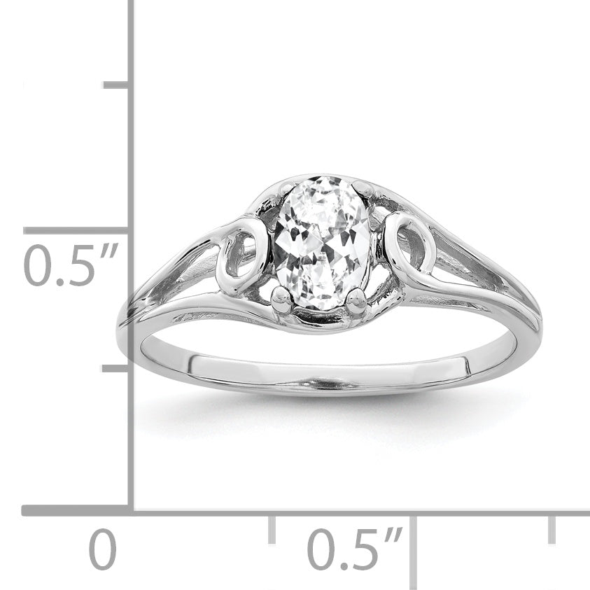 Solid 14k White Gold 7x5mm Oval Cubic Zirconia Ring