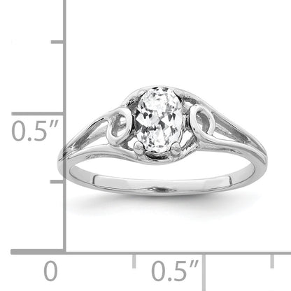 Solid 14k White Gold 7x5mm Oval Cubic Zirconia Ring