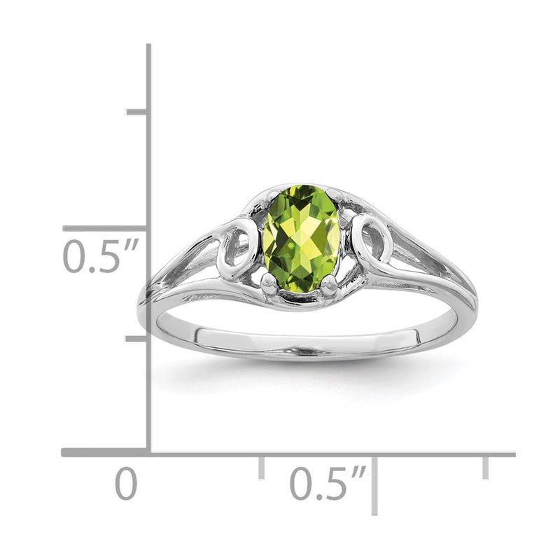 Solid 14k White Gold 6x4mm Oval Simulated Peridot Ring